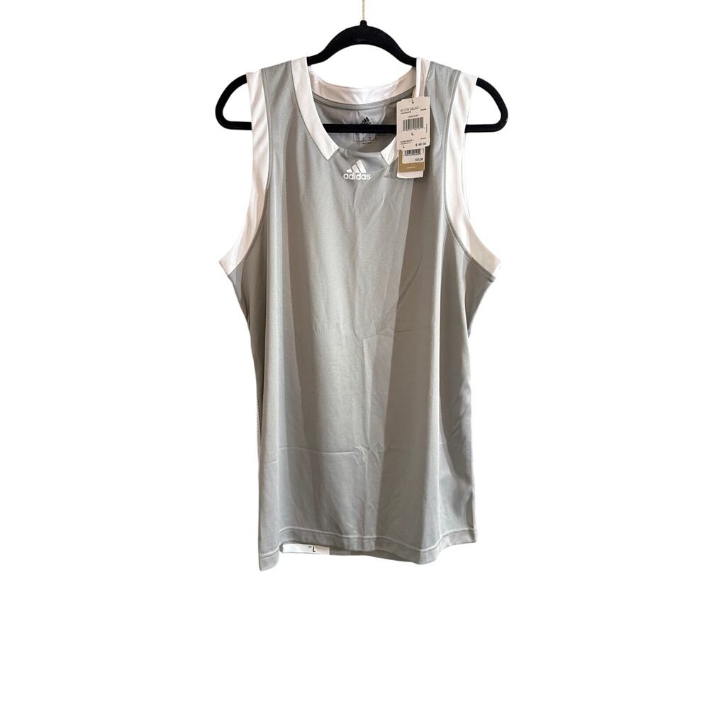 Adidas Men's Icon Squad Basketball Jersey Grey & White Size Large L New